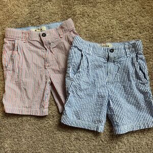 Mini Boden Kids Striped Shorts - Coral and Sky Blue